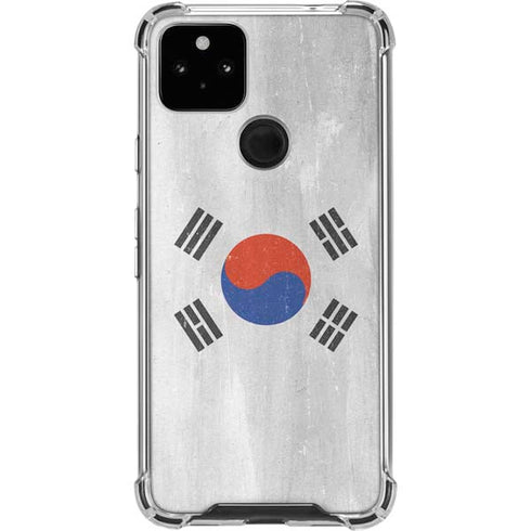 South Korean Flag Distressed Google Pixel 5a 5G Clear Case
